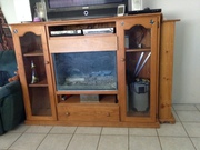 SOLID PINE ENTERTAINMENT UNIT WITH AQUARIUM