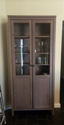 2 door 6 shelve cabinet with glass inserts