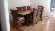 10ft handmade solid wood dining table and 8 balinese rattan chairs
