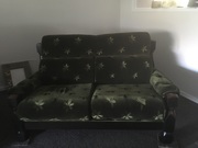 Olive green lounge suite 2double and 1single chair