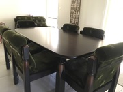 Olive green material dining suite