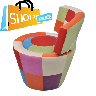  Patchwork Round Chair with Backrest