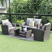Wisteria Lane 5 Piece Outdoor Patio Furniture Sets,  Wicker Ratten Sect