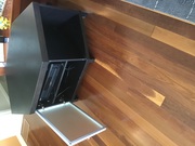 Black tv cabinet in very good condition,  will suit a corner position.